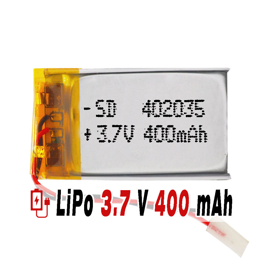 BATERÍA 402035 LiPo 3.7V 400mAh 1S 1.48Wh Polímero Litio Recargable Electrónica
