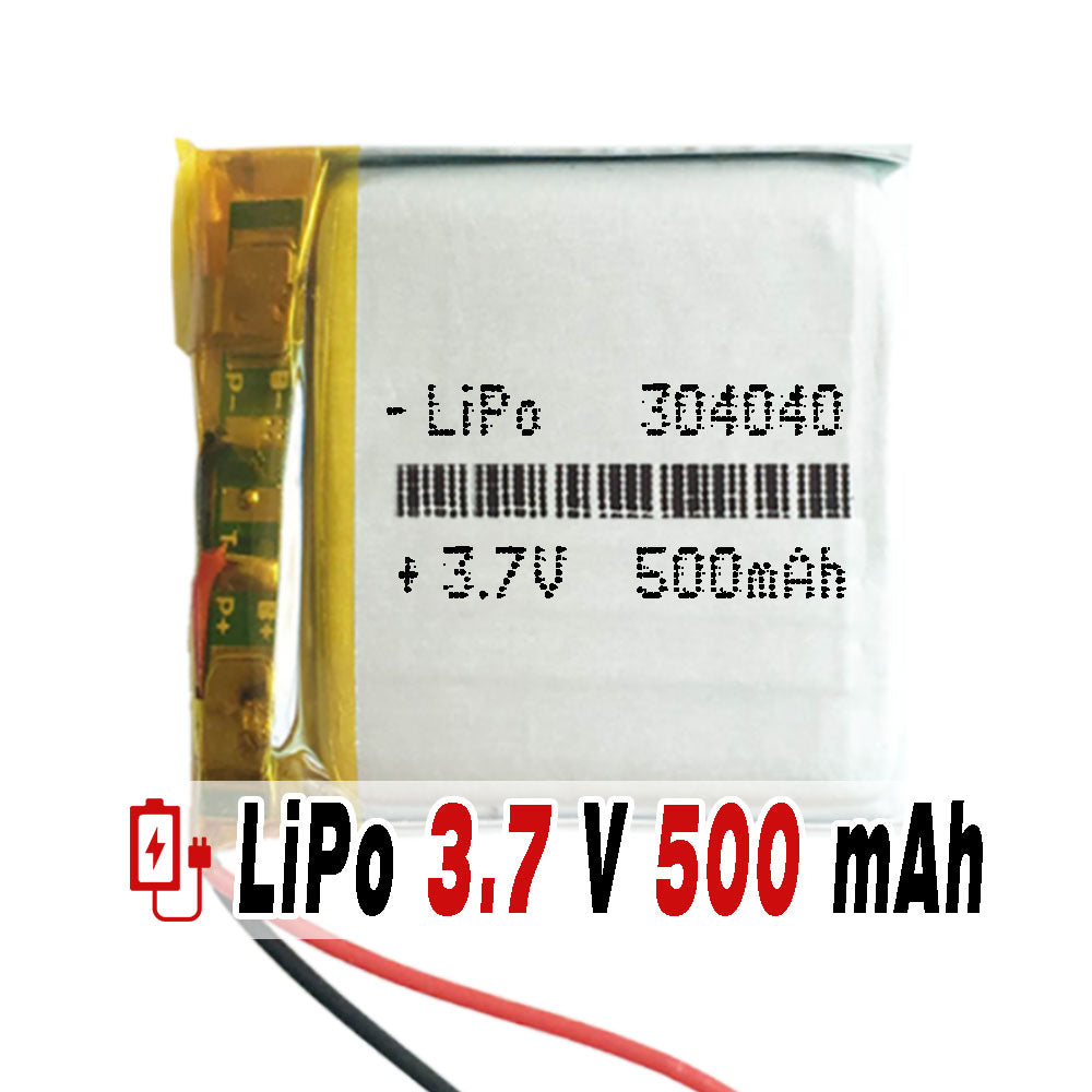BATERÍA 304040 LiPo 3.7V 500mAh 1S 1.85Wh Polímero Litio Recargable Electrónica