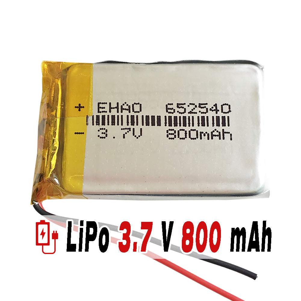 BATERÍA 652540 LiPo 3.7V 800mAh 1S 2.96Wh Polímero Litio Recargable Electrónica