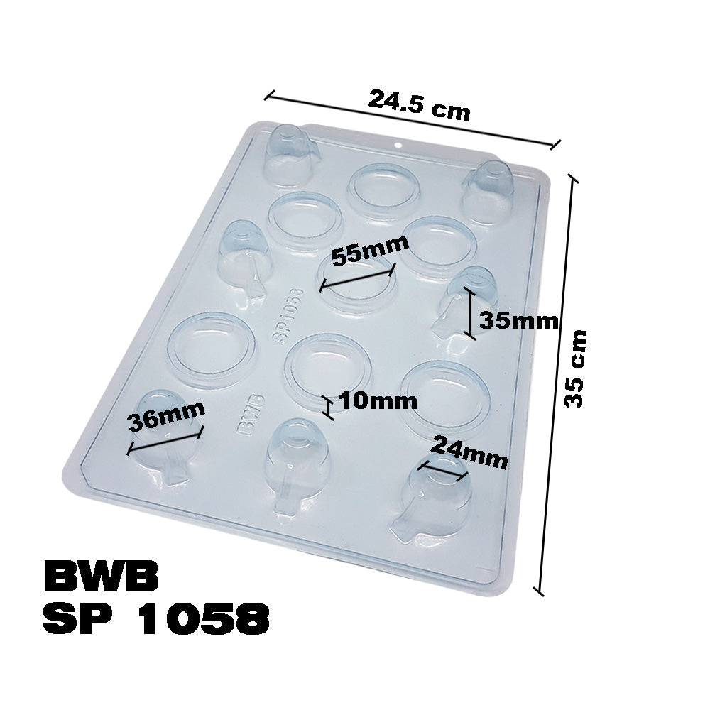 BWB SP 1058 Molde Semiprofesional 3 partes Bombones taza y plato para chocolate