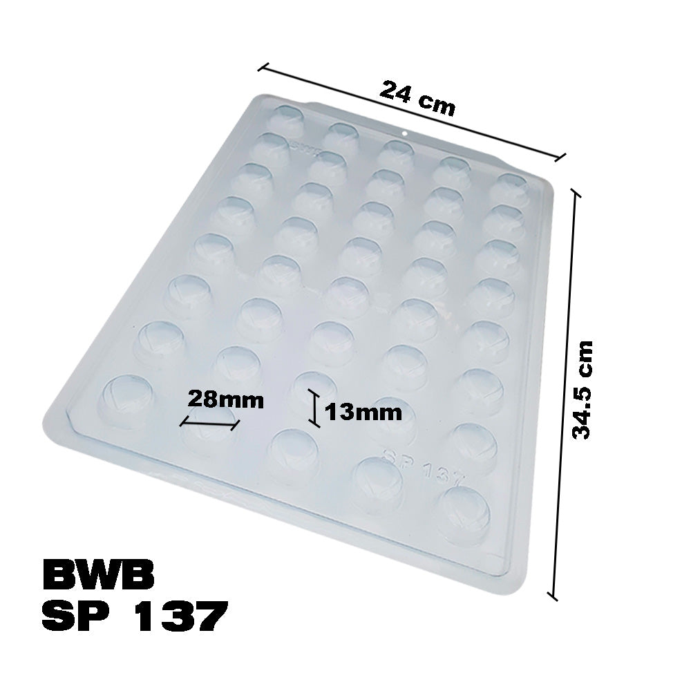 BWB SP 137 Molde Semiprofesional Corazón cereza Trufas y bombones para chocolate caliente Forma Simple de 40 Cavidades 12g Plástico PET Transparente Tridimensional Accesorios utensilios