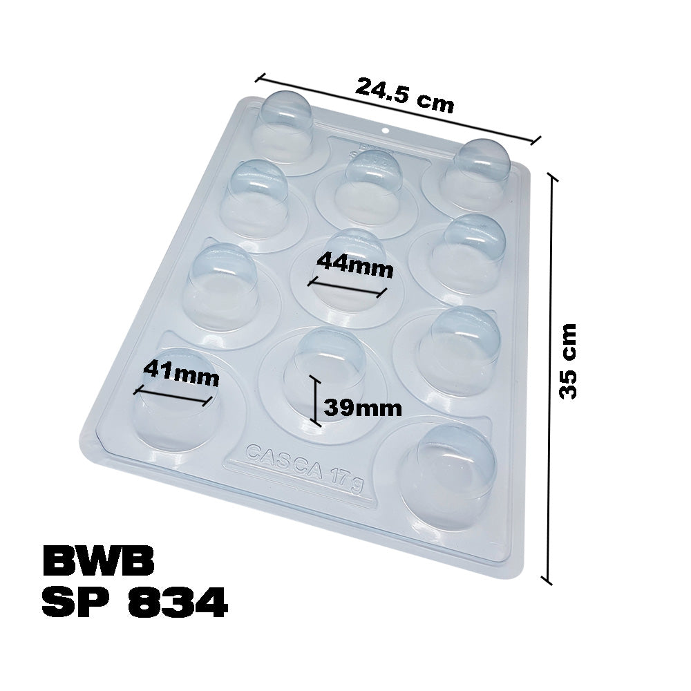 BWB SP 834 Molde Semiprofesional 3 partes Trufas bombones cáscara 17g para chocolate caliente de 11 Cavidades 17-58g de Plástico PET Tridimensional Accesorios y utensilios de reposteria