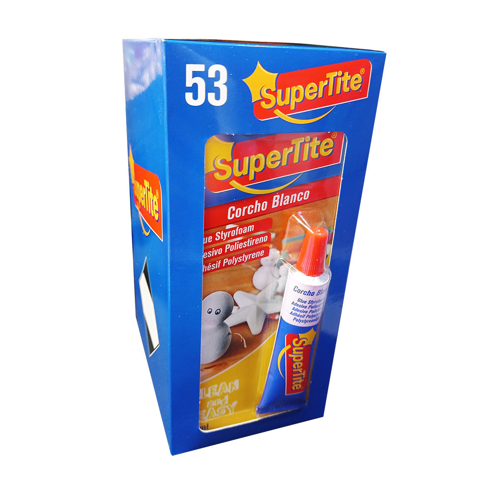 SuperTite 2453 Adhesivo Poliestireno 20ml para unir piezas de corcho blanco